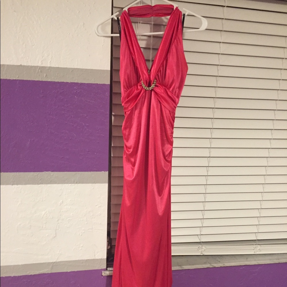 Full length pink dress